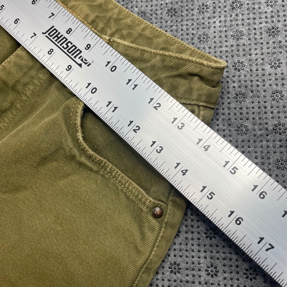 Vintage Edwin Slim Straight Leg Jeans Olive Green Cut Raw Hem High Rise W28 L25 - Picture 3 of 13